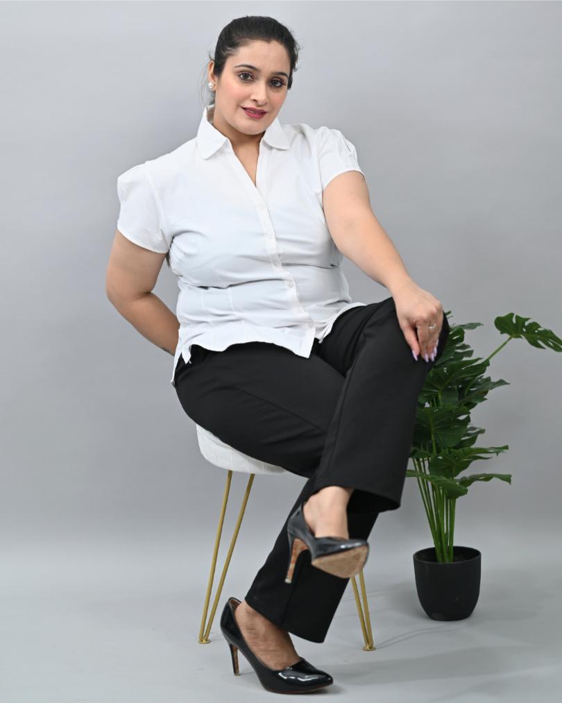 Black plus size cigarette pencil pants