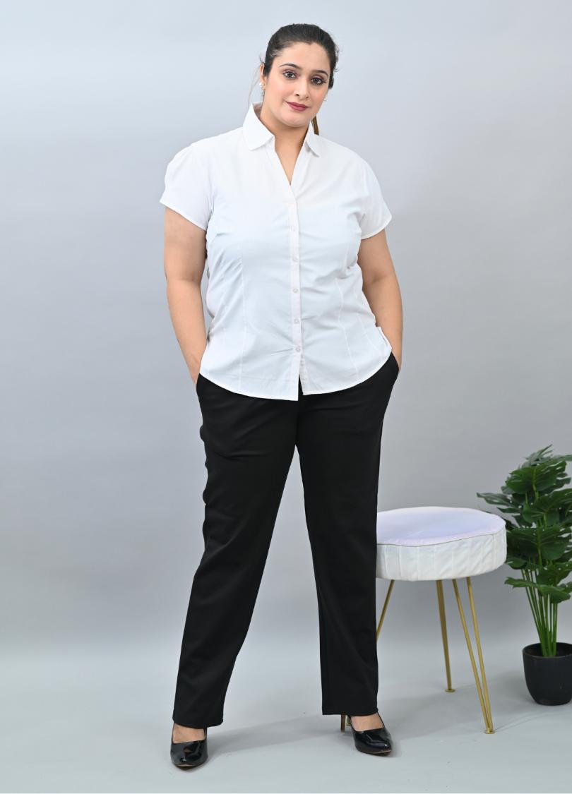 Black plus size cigarette pencil pants