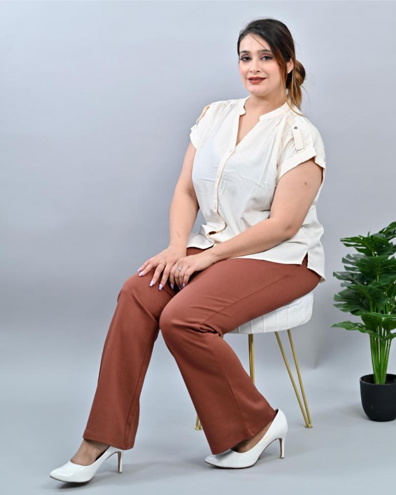 Caramel Plus Size Bootcut Flare Pants -Milano plus size bootcut flare pants