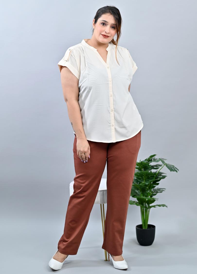 Caramel plus size cigarette pencil pants