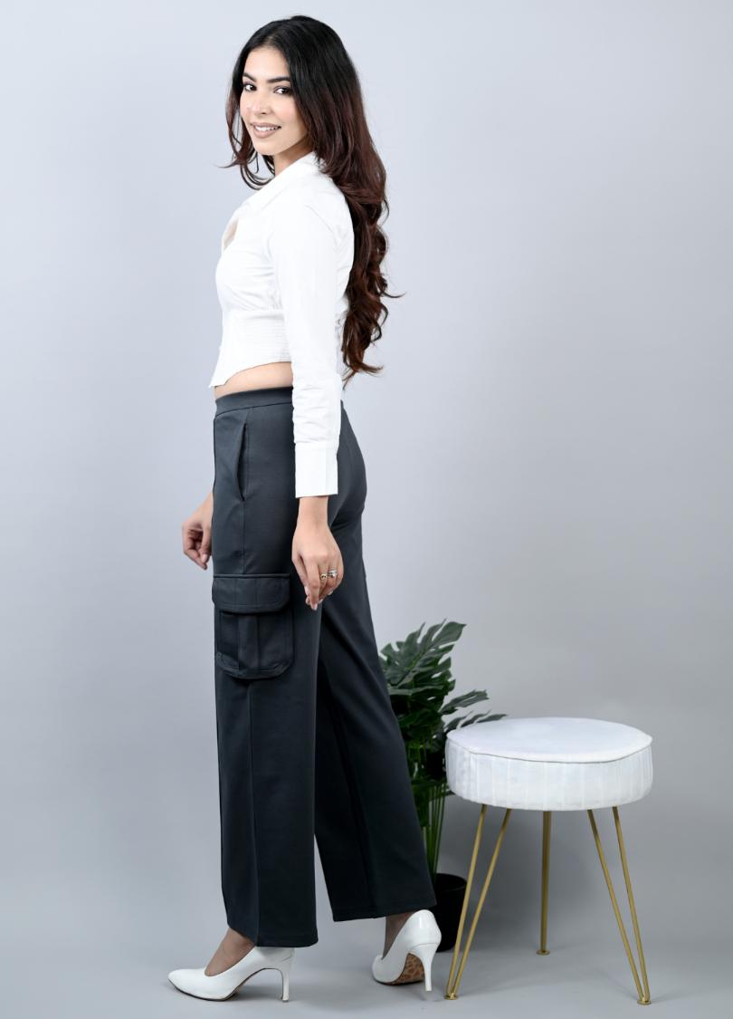 Charcoal cargo pants for women