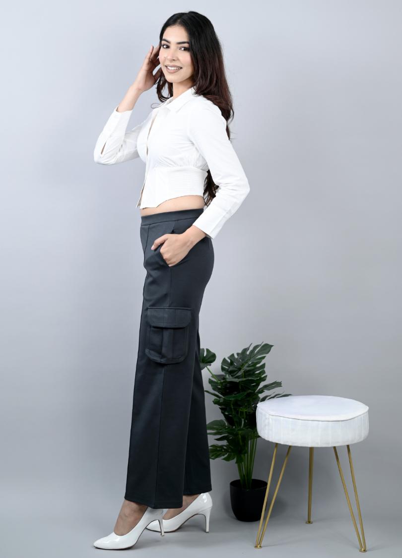 Charcoal cargo pants for women