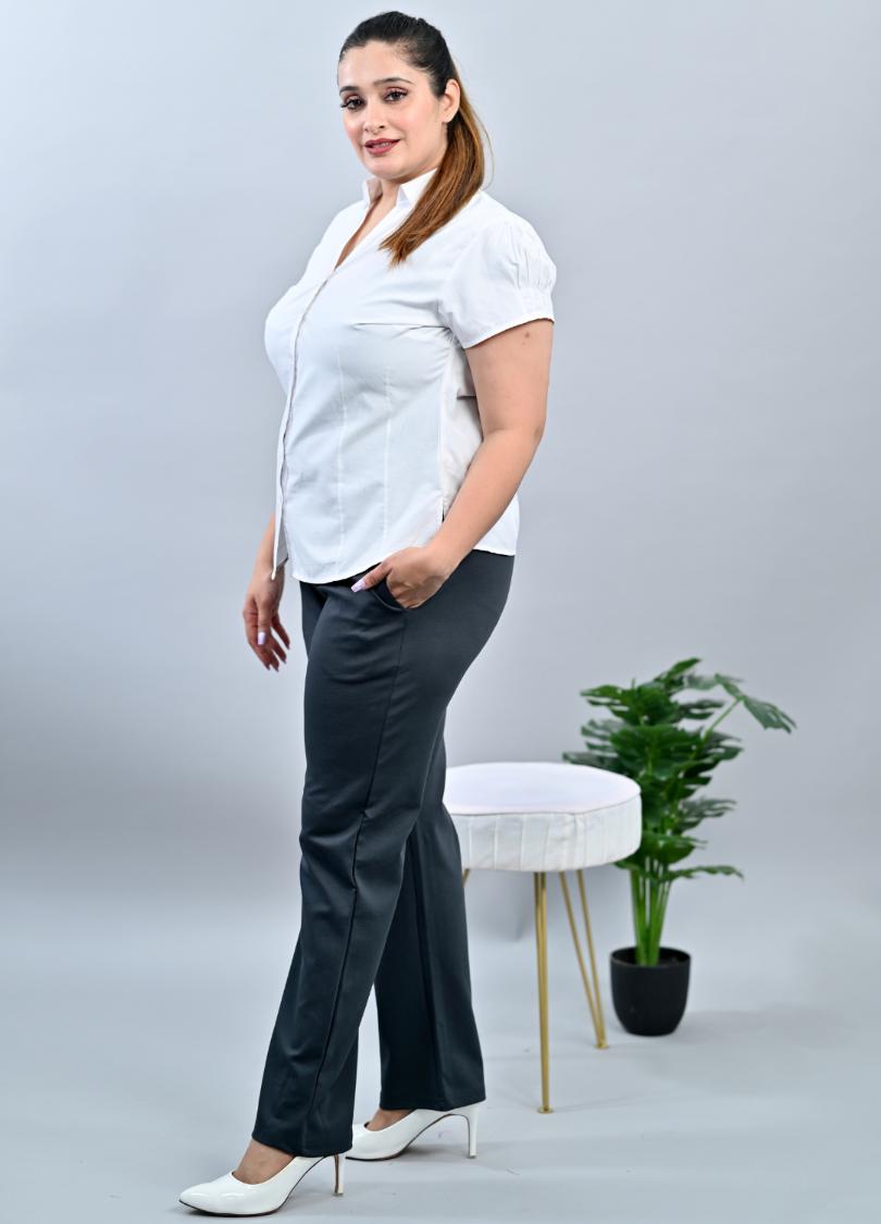 Charcoal plus size cigarette pencil pants