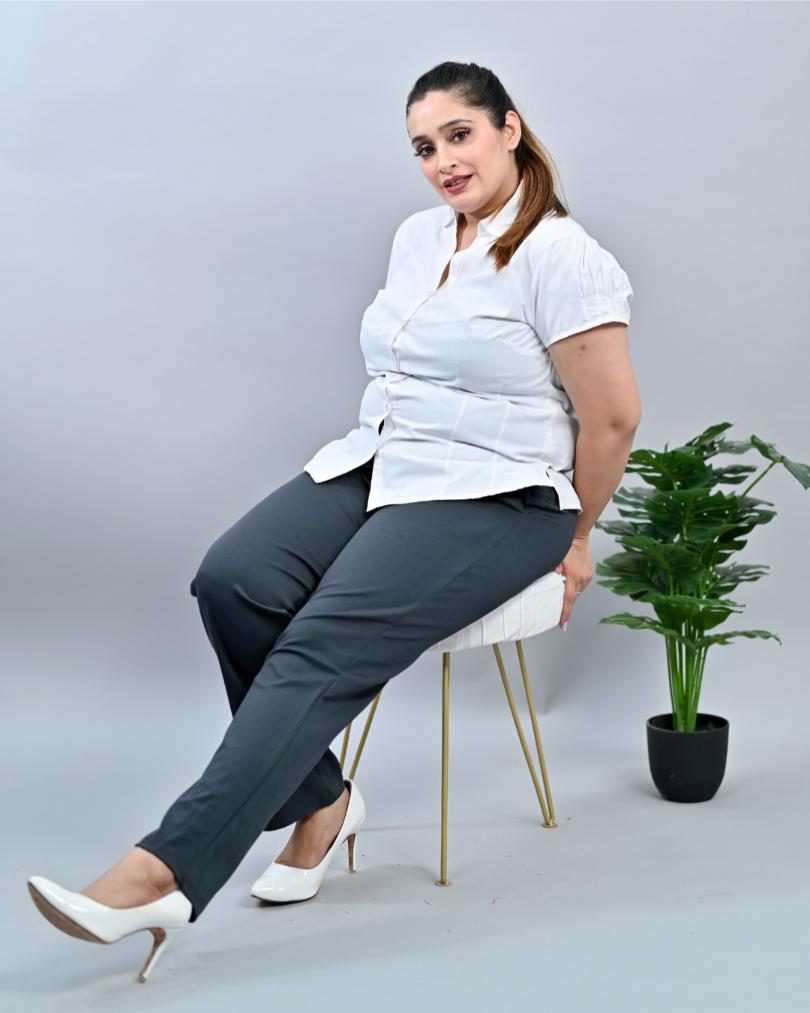 Charcoal plus size cigarette pencil pants