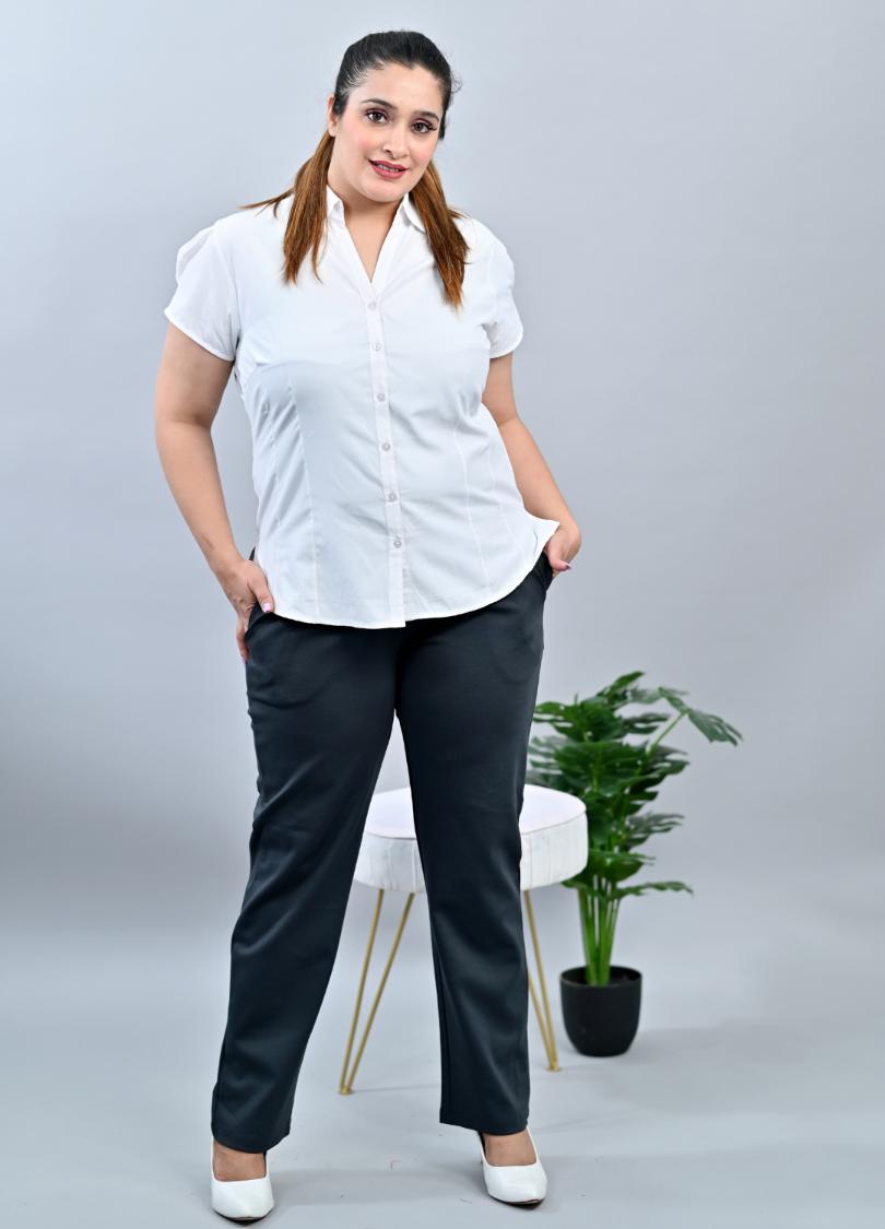 Charcoal plus size cigarette pencil pants