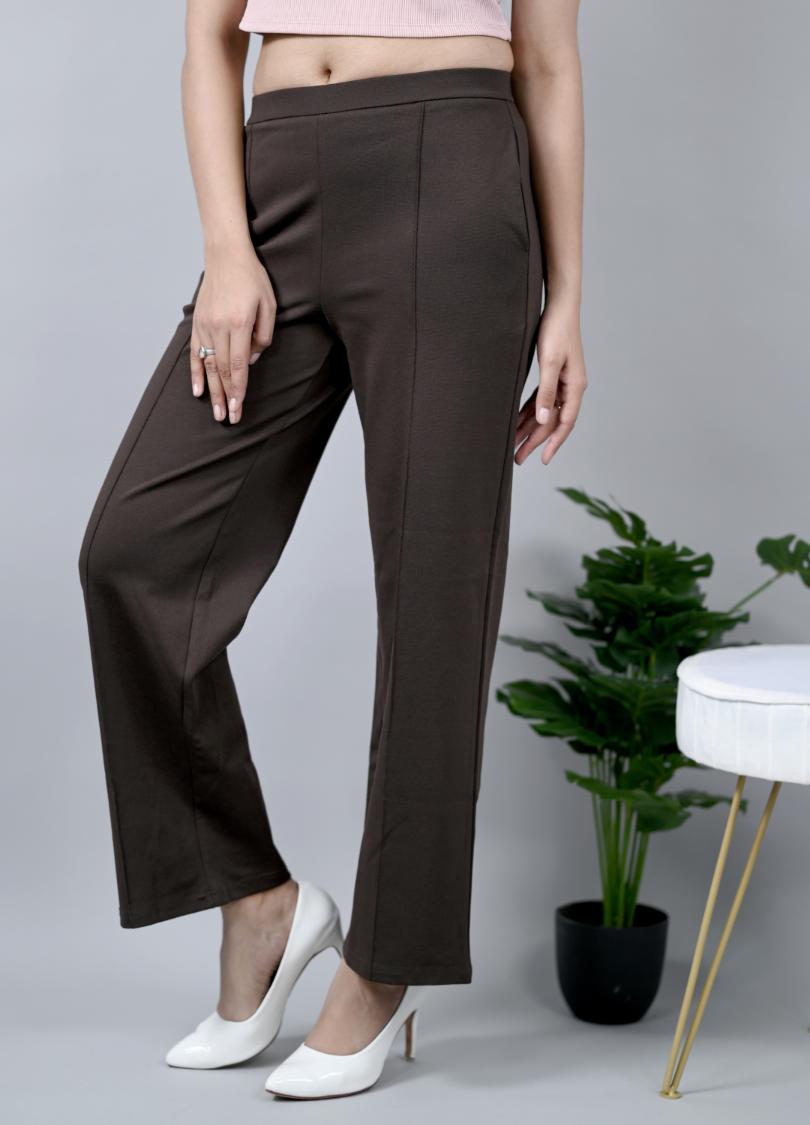 Coffee bean Extra Flare Fit Pants -Milano extra flare fit pants