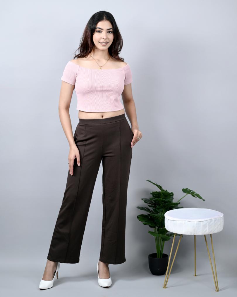 Coffee bean Extra Flare Fit Pants -Milano extra flare fit pants