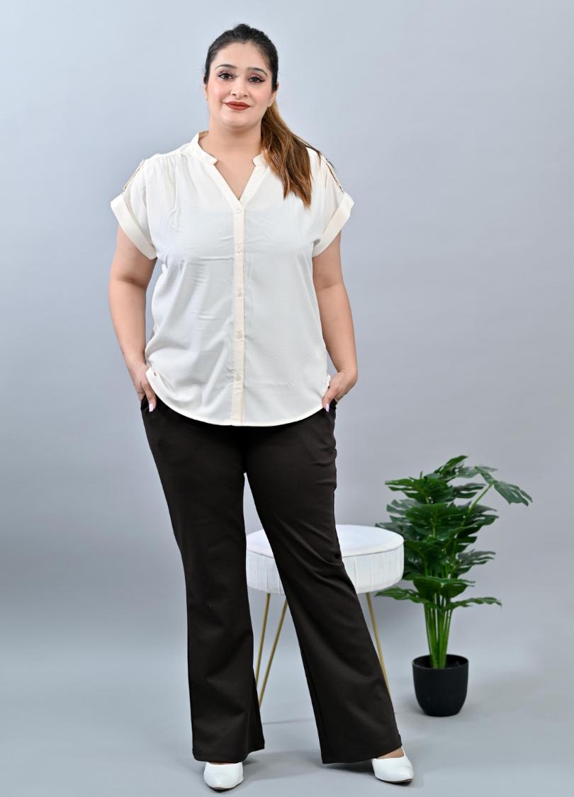 Coffee Bean Plus Size Bootcut Flare Pants -Milano plus size bootcut flare pants