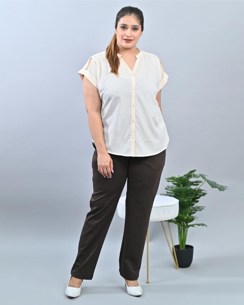 Coffee bean plus size cigarette pencil pants