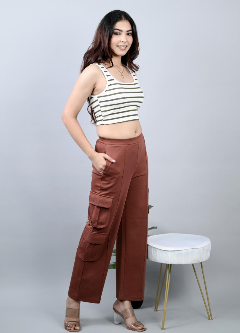 Dark brown cargo pants for women