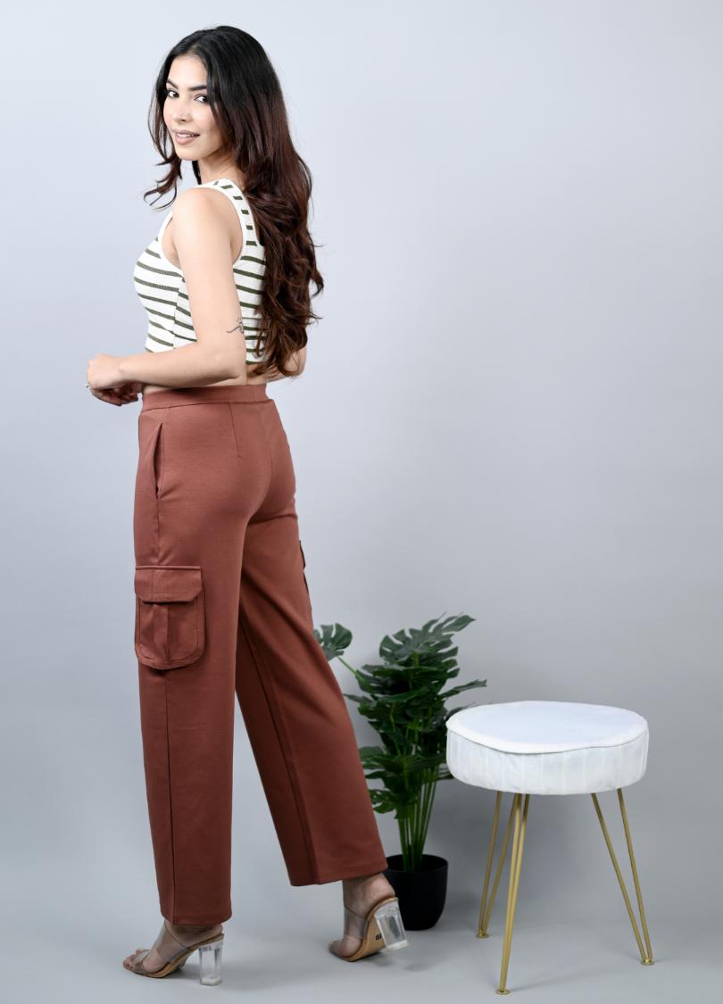 Dark brown cargo pants for women