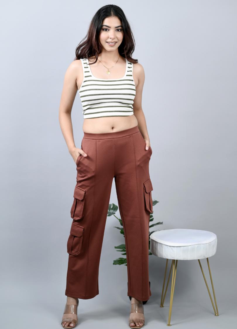 Dark brown cargo pants for women