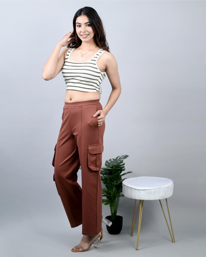 Dark brown cargo pants for women