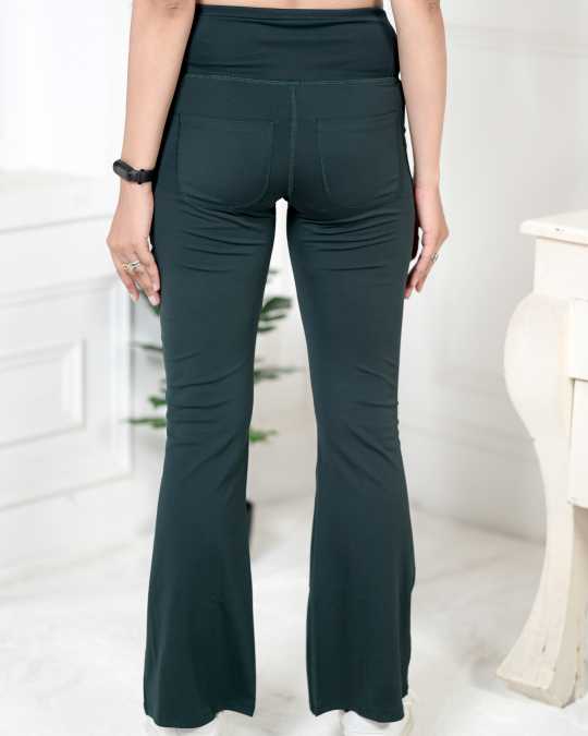 Dark Green Active Flare Pants -Active flare pants