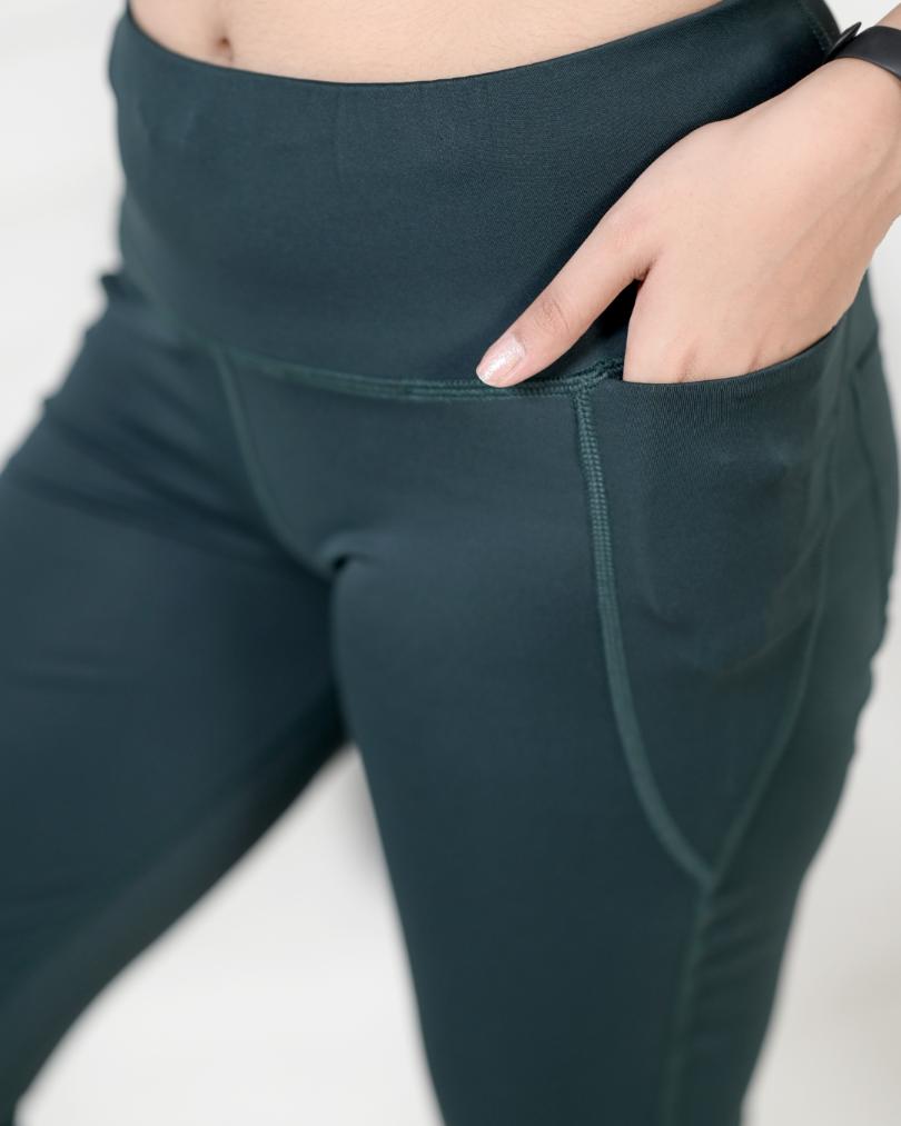 Dark Green Active Flare Pants -Active flare pants