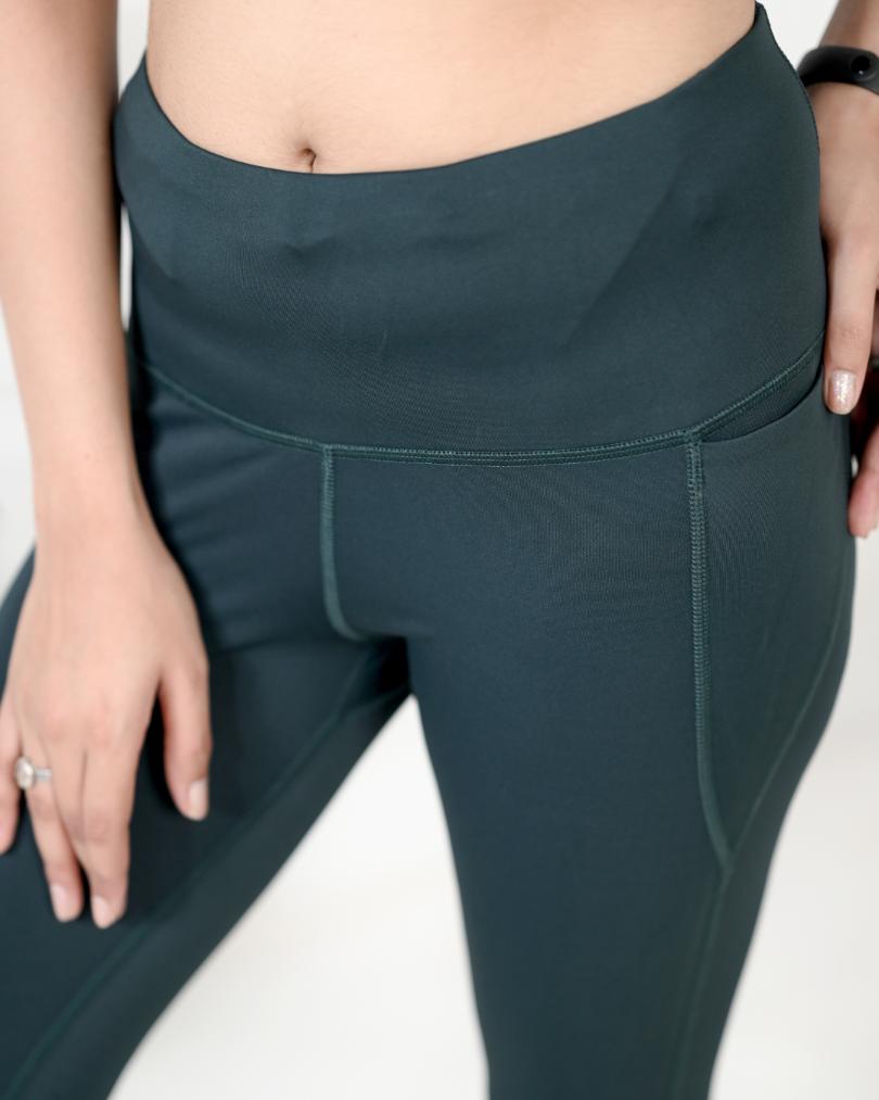 Dark Green Active Leggings -Active leggings pants