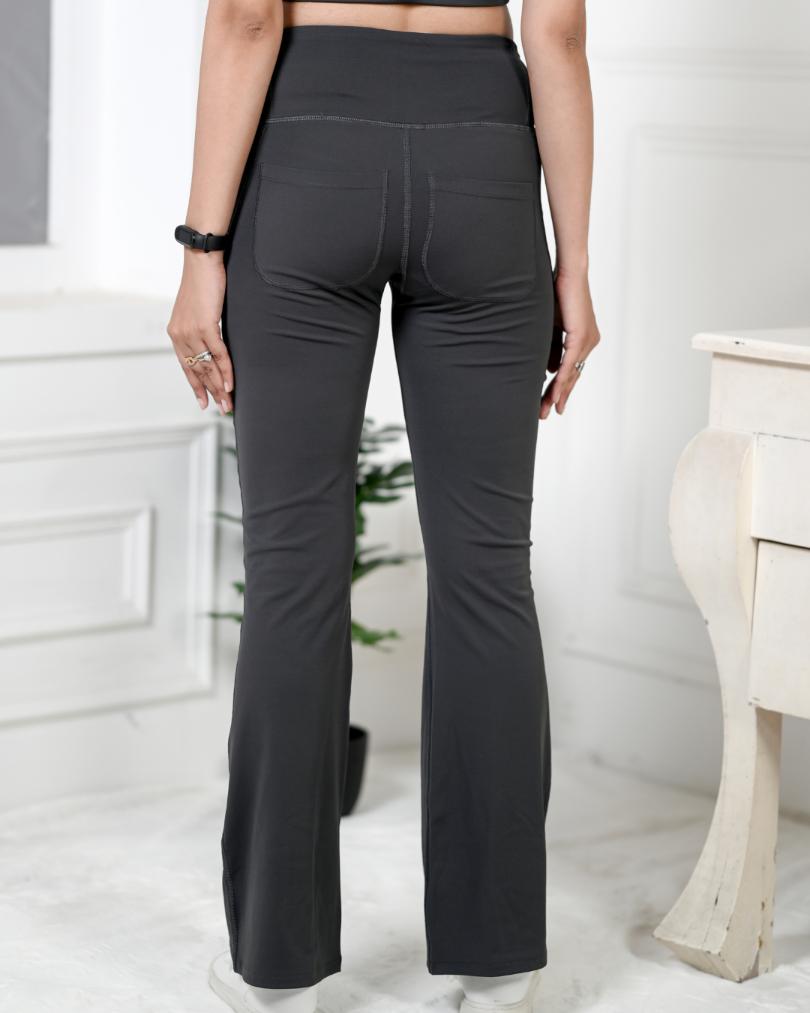 Dark Grey Active Flare Pants -Active flare pants