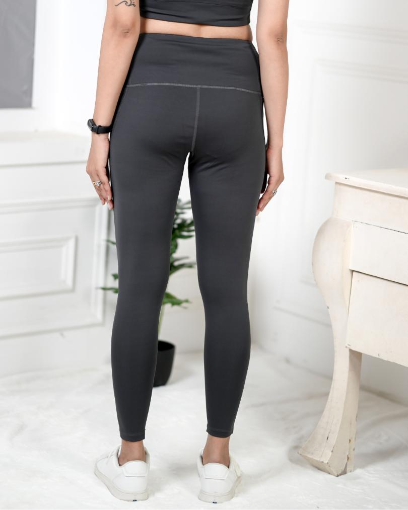 Dark Grey Active Leggings -Active leggings pants