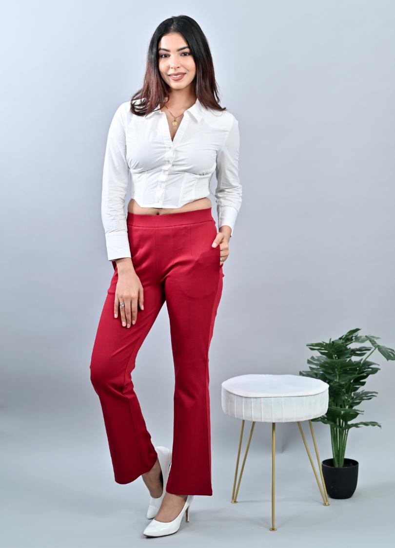 Dark Rose Bootcut Flare Pants -Milano bootcut flare pants