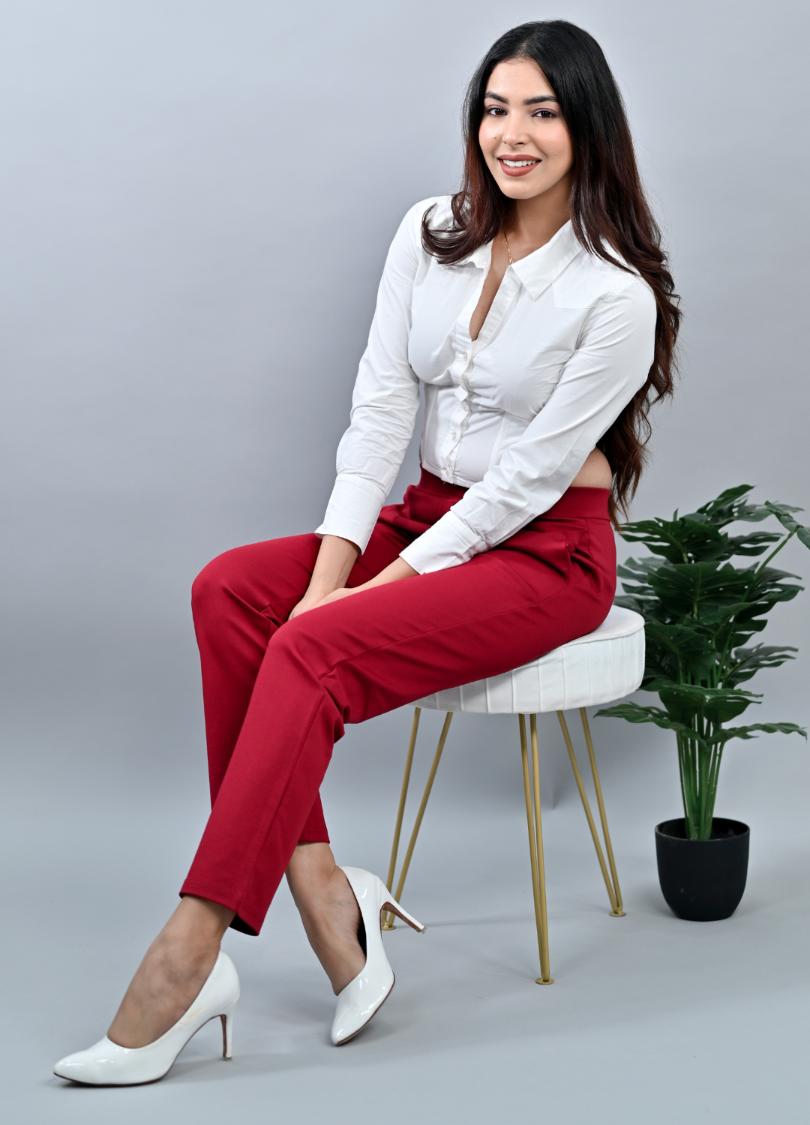 Dark rose cigarette pants