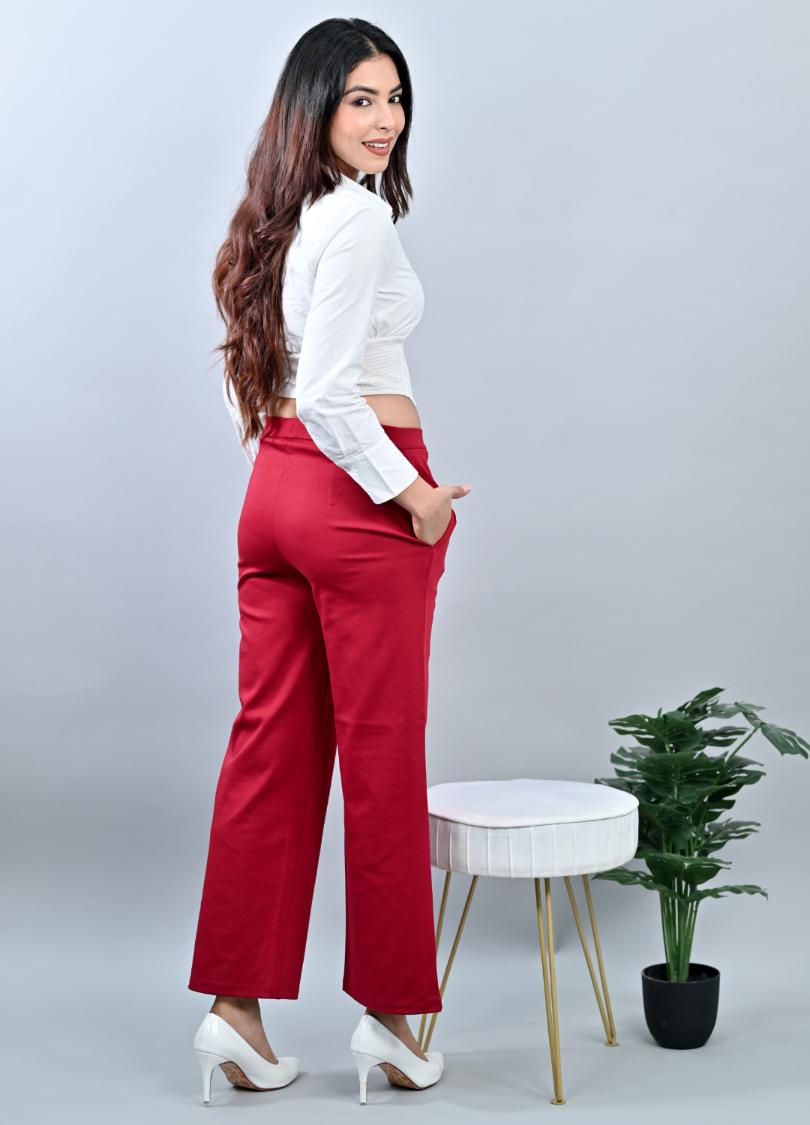 Dark Rose Extra Flare Fit Pants -Milano extra flare fit pants