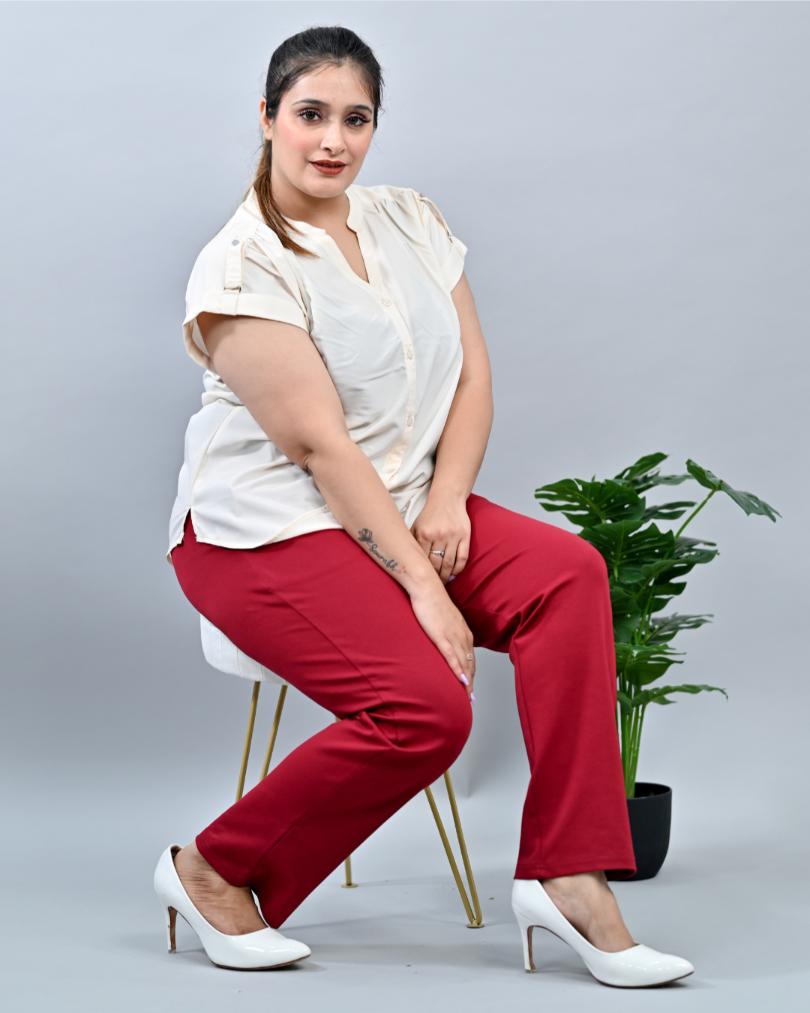 Red plus size cigarette pencil pants & trousers for women xxxxl to