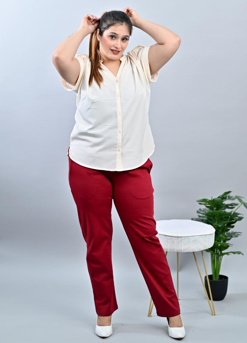 Dark rose plus size cigarette pencil pants