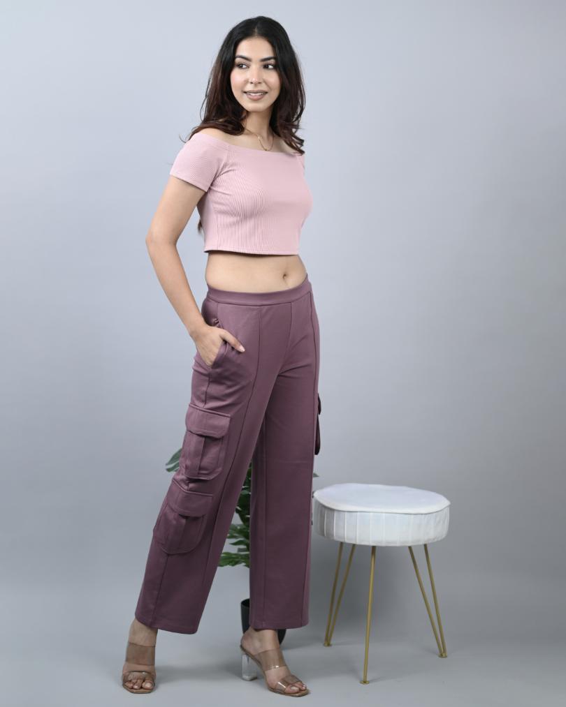 Grape shake cargo pants for women