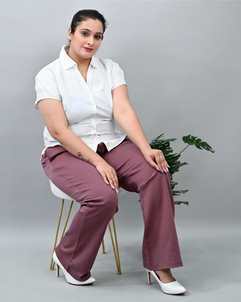 Grape Shake Plus Size Bootcut Flare Pants -Milano plus size bootcut flare pants