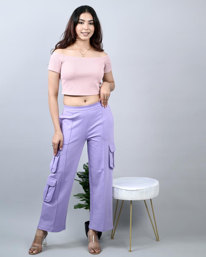 Lavender cargo pants for women