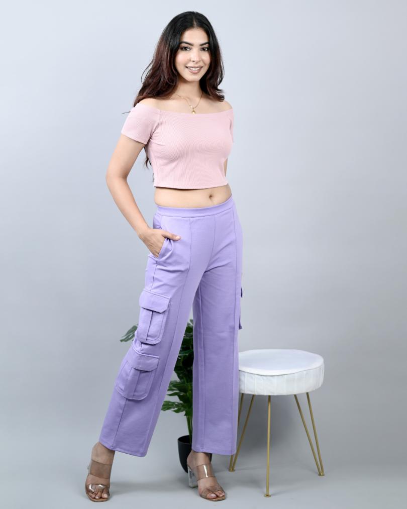 Lavender cargo pants for women