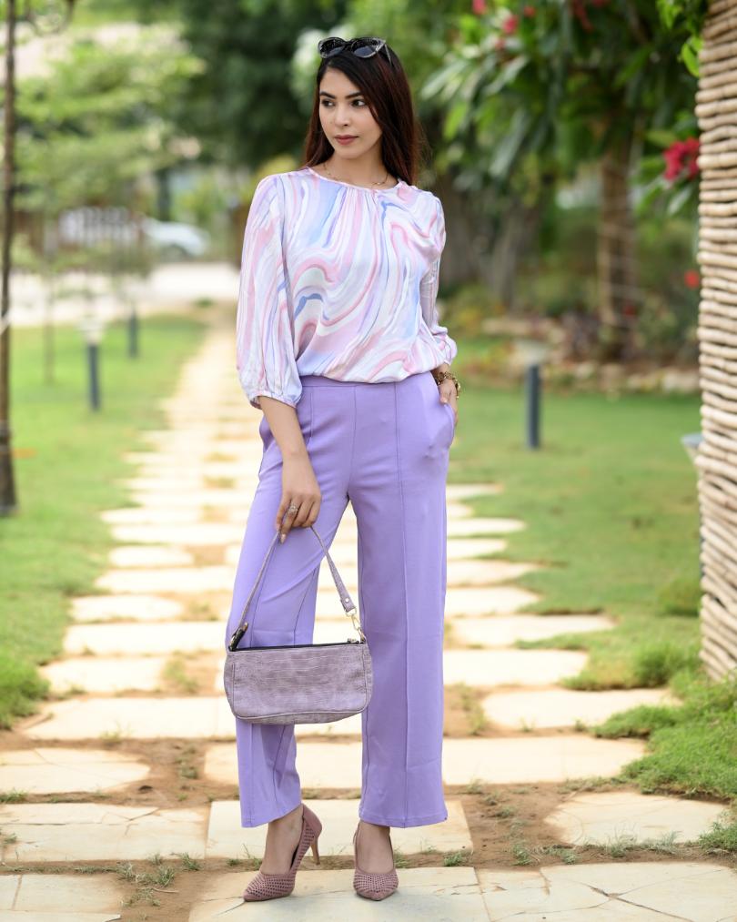 Lavender Extra Flare Fit Pants -Milano extra flare fit pants
