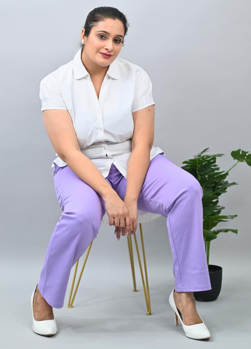 Lavender plus size cigarette pencil pants