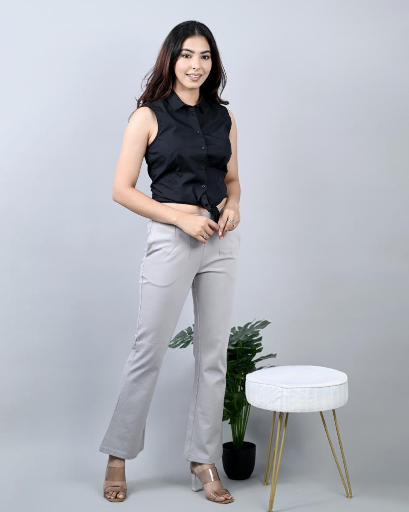 Light Grey Bootcut Flare Pants -Milano bootcut flare pants
