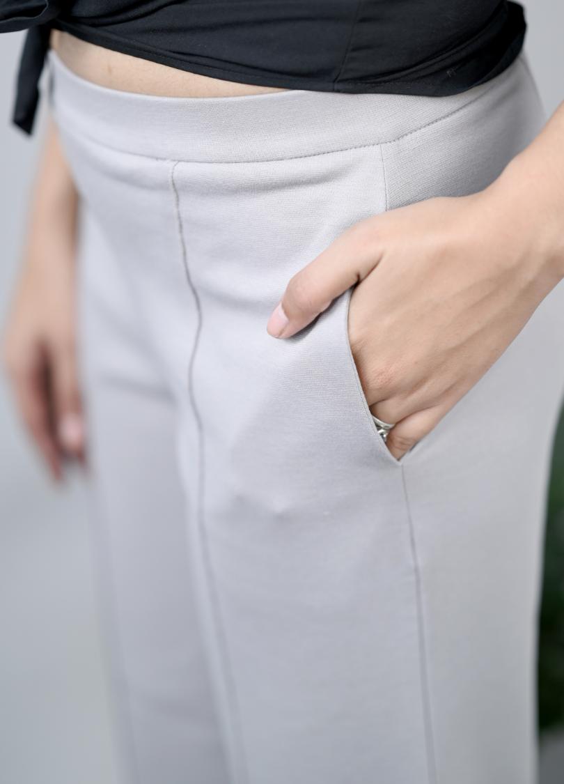 Light Grey Extra Flare Fit Pants -Milano extra flare fit pants