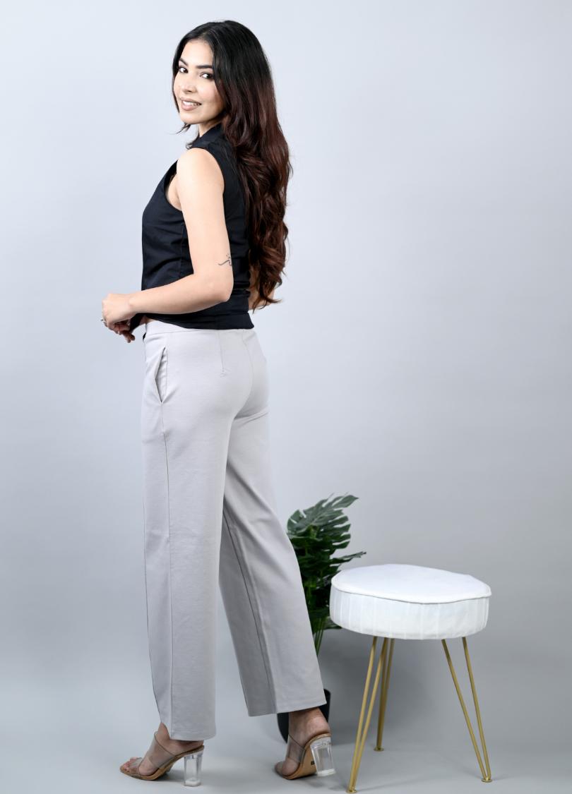 Light Grey Extra Flare Fit Pants -Milano extra flare fit pants
