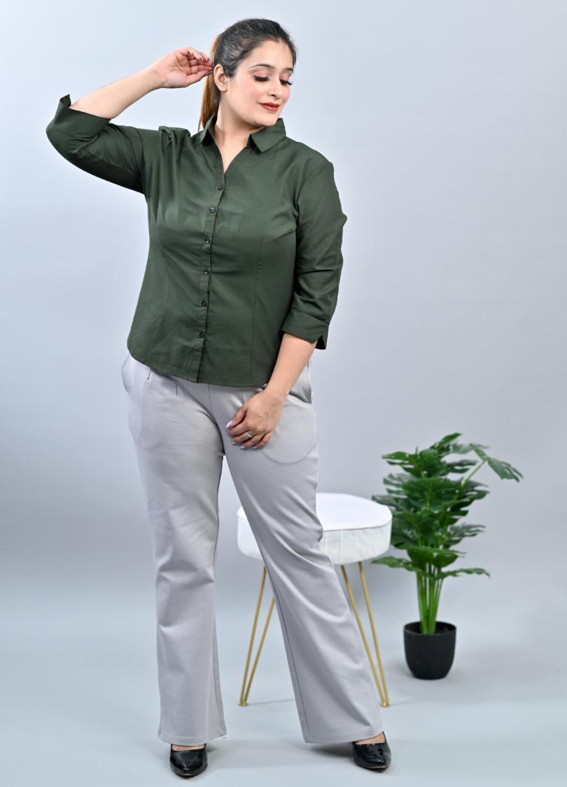 Light Grey Plus Size Bootcut Flare Pants -Milano plus size bootcut flare pants