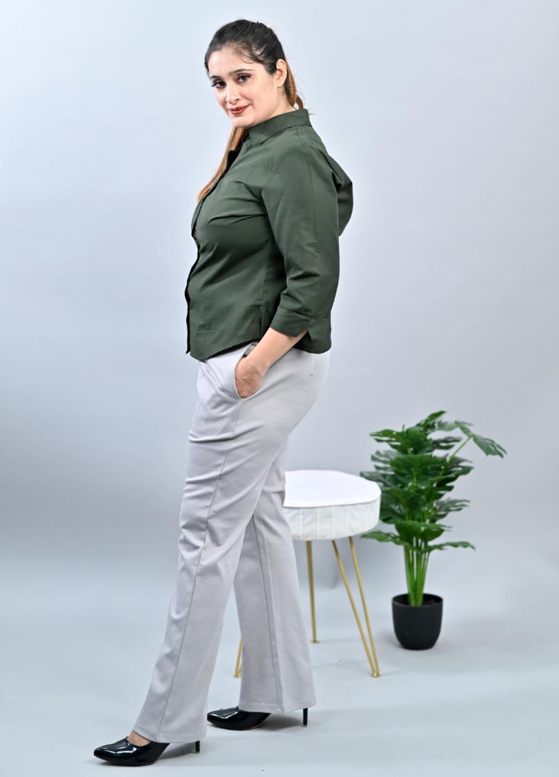 Light Grey Plus Size Bootcut Flare Pants -Milano plus size bootcut flare pants