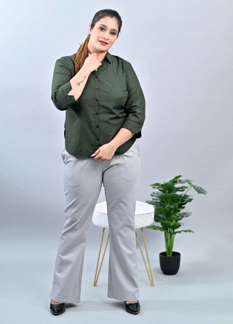Light Grey Plus Size Bootcut Flare Pants -Milano plus size bootcut flare pants