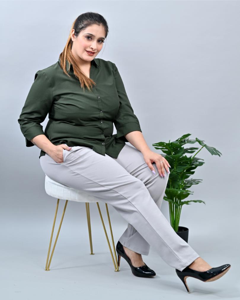 Light grey plus size cigarette pencil pants