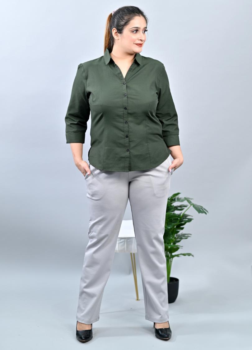 Light grey plus size cigarette pencil pants