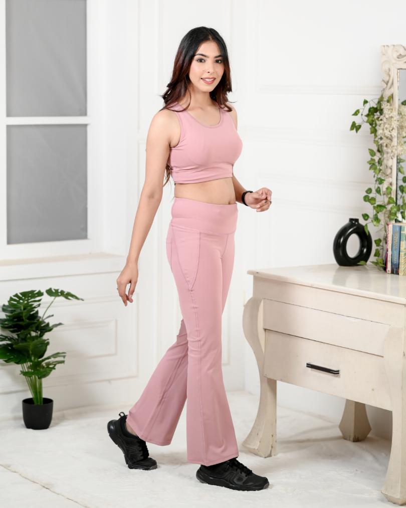 Light Pink Active Flare Pants -Active flare pants