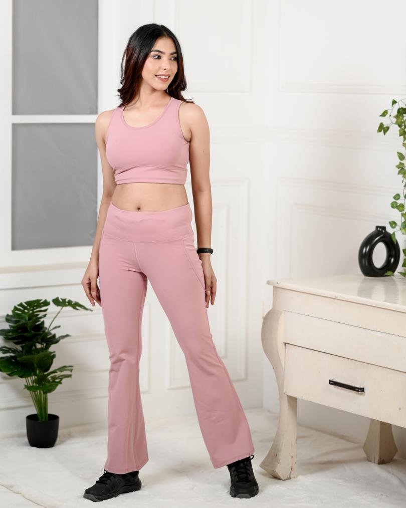 Light Pink Active Flare Pants -Active flare pants