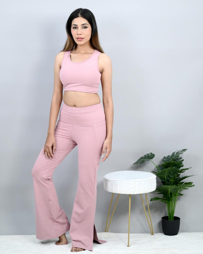 Light pink Active Flare with Slit Pants -Active flare with slit pants
