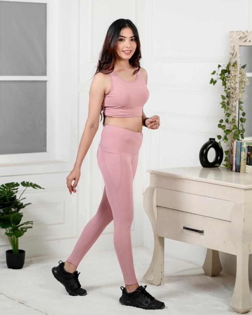 Light Pink Active Leggings -Active leggings pants