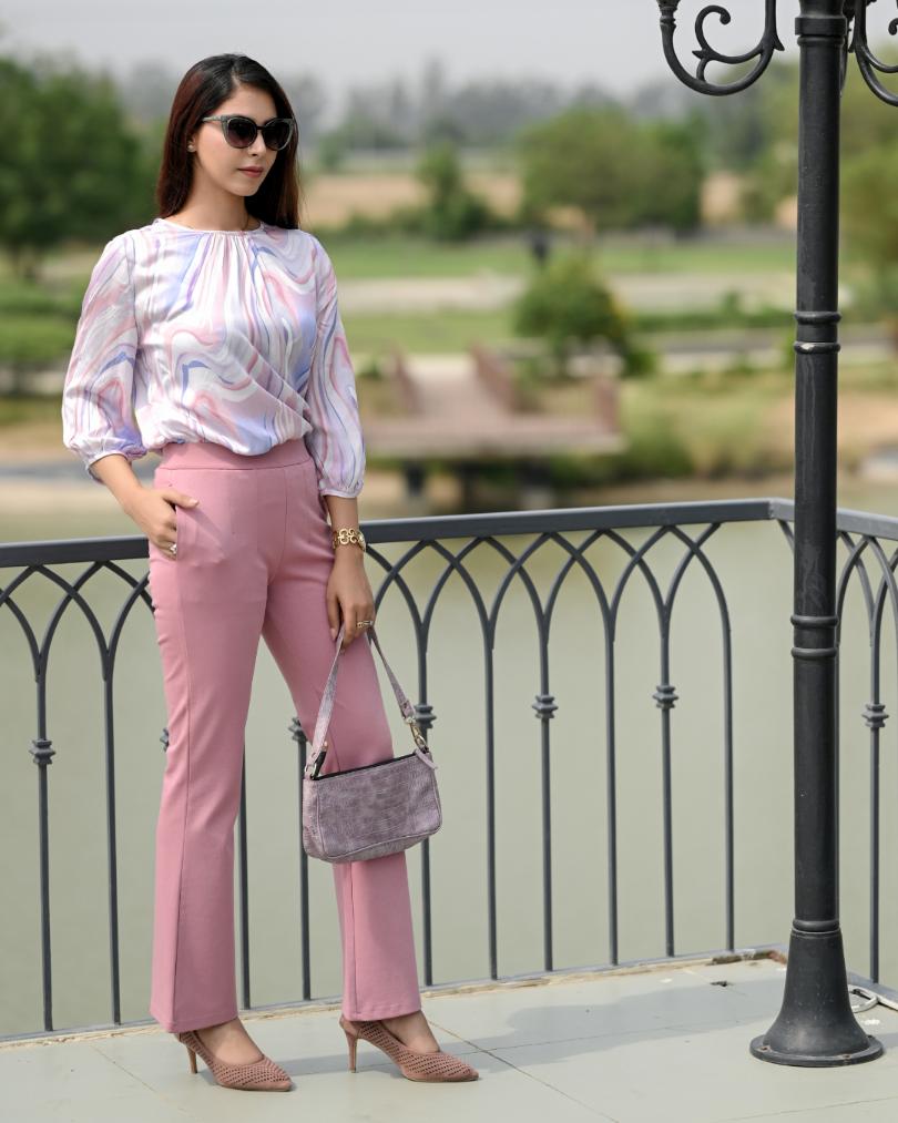 Light Pink Bootcut Flare Pants -Milano bootcut flare pants