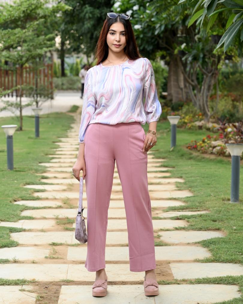 Light Pink Extra Flare Fit Pants