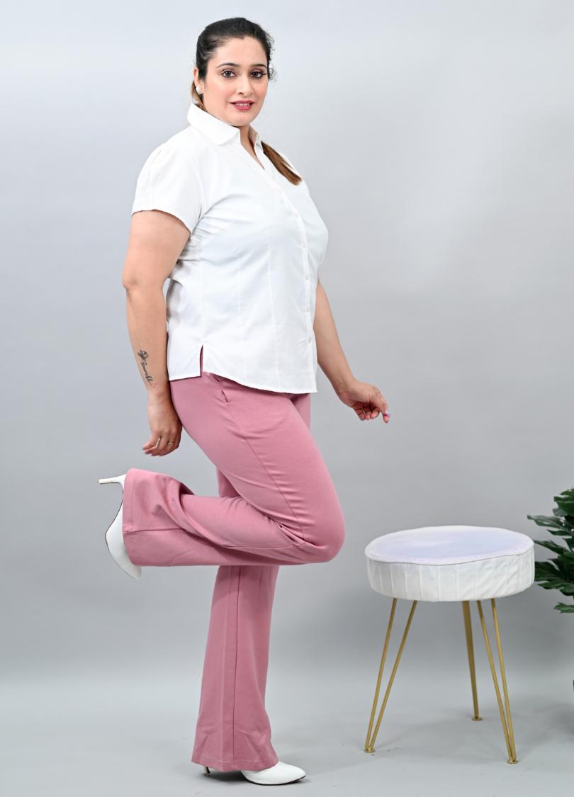 Light Pink Plus Size Bootcut Flare Pants -Milano plus size bootcut flare pants