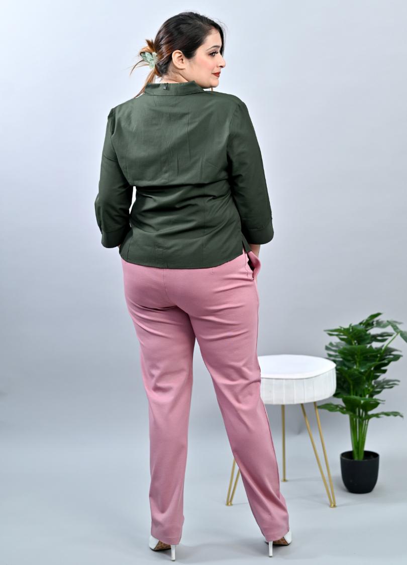 Light pink plus size cigarette pencil pants
