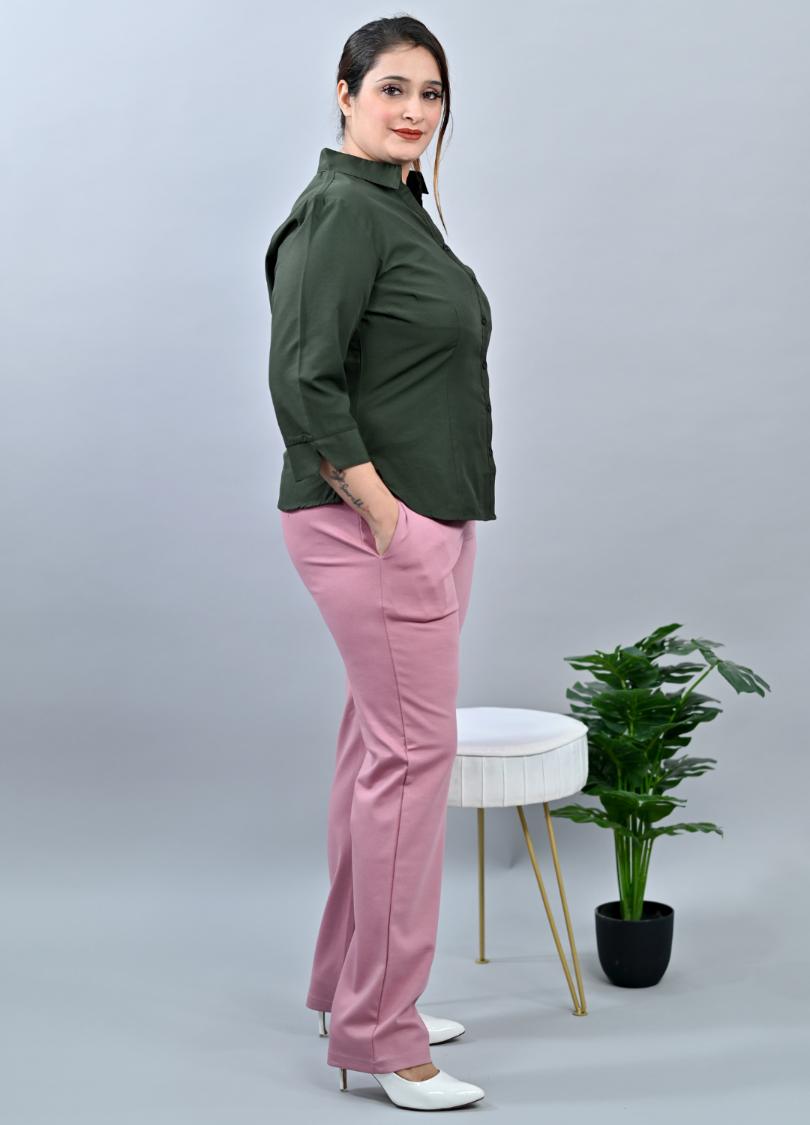 Light pink plus size cigarette pencil pants